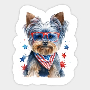 4th of July Yorkshire Terrier #1 Sticker